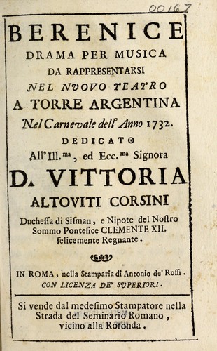 Cover for Berenice