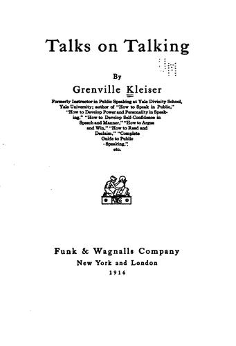 Cover for Talks on talking