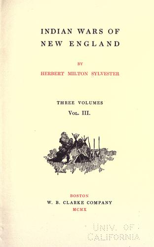 Cover for Indian wars of New England