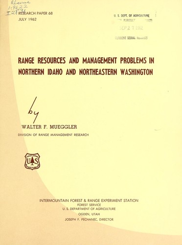 Cover for Range resources and management problems in northern Idaho and northeastern Washington