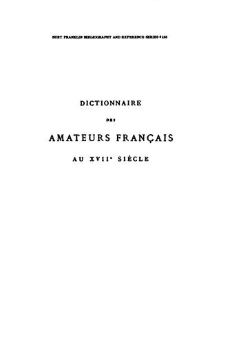 Cover for Dictionnaire des amateurs français au XVIIe siècle