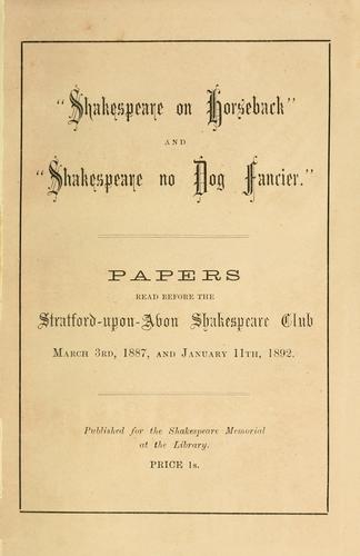 Cover for "Shakespeare on horseback" and "Shakespeare no dog fancier"