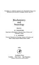 Cover for Biochemistry and neurology
