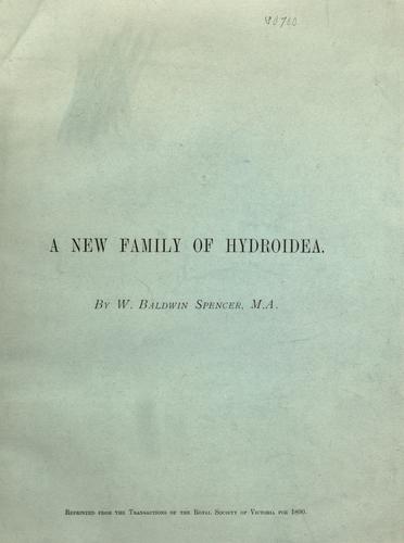 Cover for A new family of Hydroidea