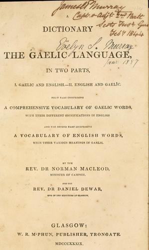 Cover for A dictionary of the Gaelic language, in two parts, I. Gaelic and English.-II. English and Gaelic