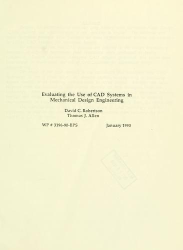 Cover for Evaluating the use of CAD systems in mechanical design engineering