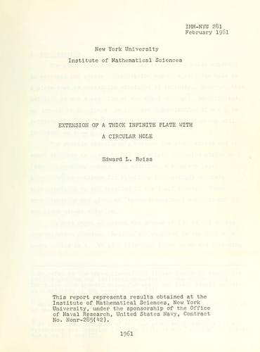 Cover for Extension of a thick infinite plate with a circular hole.