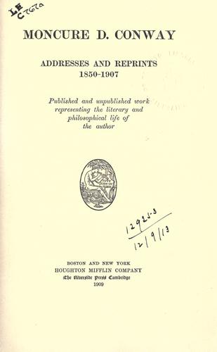 Cover for Addresses and reprints, 1850-1907
