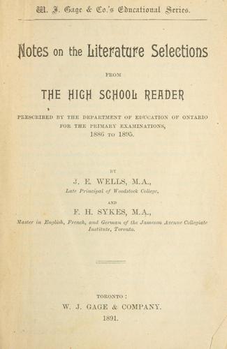 Cover for Notes on the literature selections from the high school reader