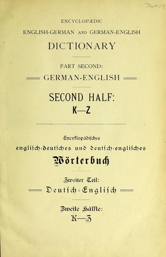 Cover for Muret Sanders enzyclop©Þdisches englisch deutsches und deutsch englisches W©œrterbuch