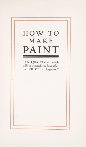 Cover for How to make paint
