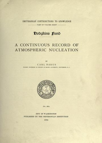 Cover for A continuous record of atmospheric nucleation
