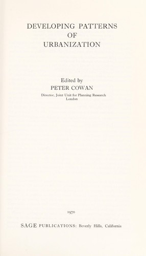 Cover for Developing patterns of Urbanization