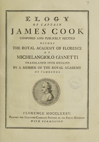 Cover for Elogy of Captain James Cook