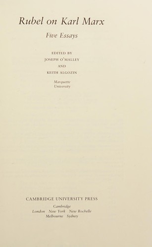 Cover for Rubel on Karl Marx