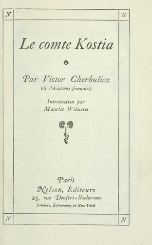 Cover for Le comte Kostia