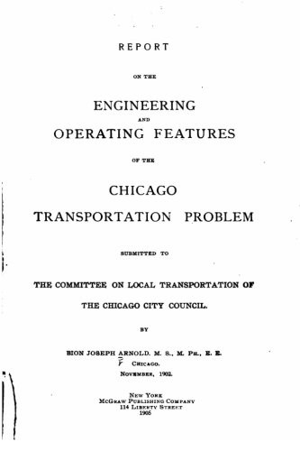 Cover for Report on the Engineering and Operating Features of the Chicago Transportation Problem