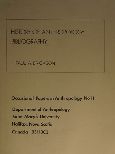Cover for History of anthropology bibliography (Occasional papers in anthropology)