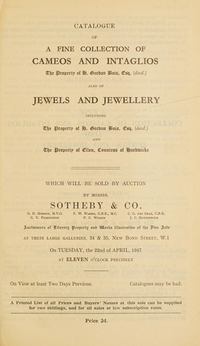 Cover for A fine collection of cameos and intaglios; jewels and jewellery