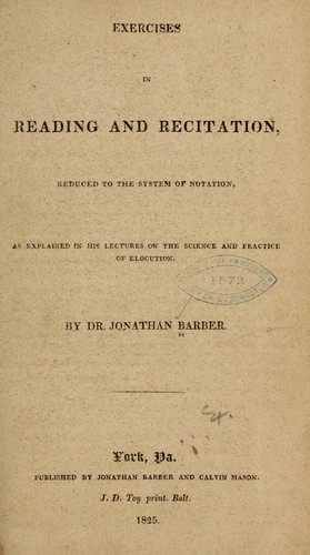 Cover for Exercises in reading and recitation