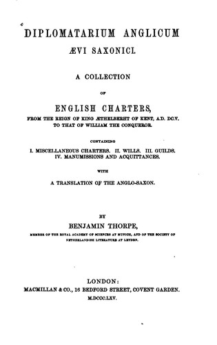 Cover for Diplomatarium anglicum aevi saxonici