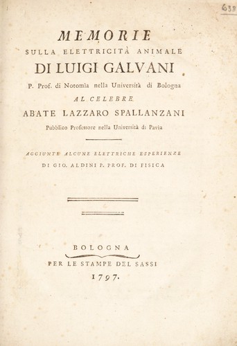 Cover for Memorie sulla elettricità animale