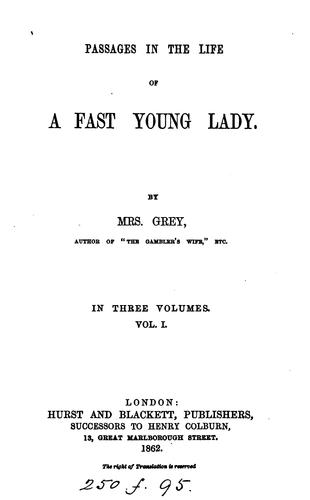 Cover for Passages in the life of a fast young lady
