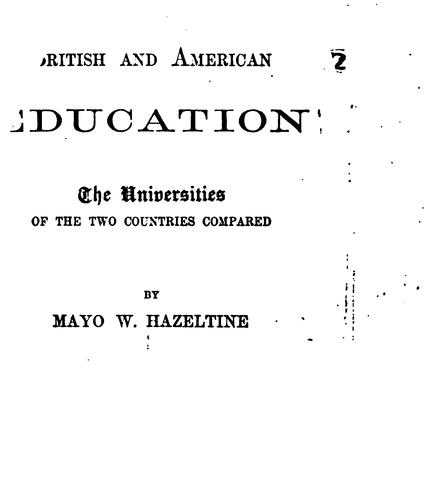 Cover for British and American education