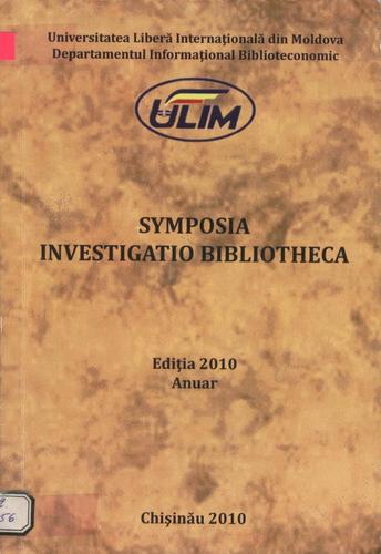 Cover for Symposia Investigatio Bibliotheca: 2010