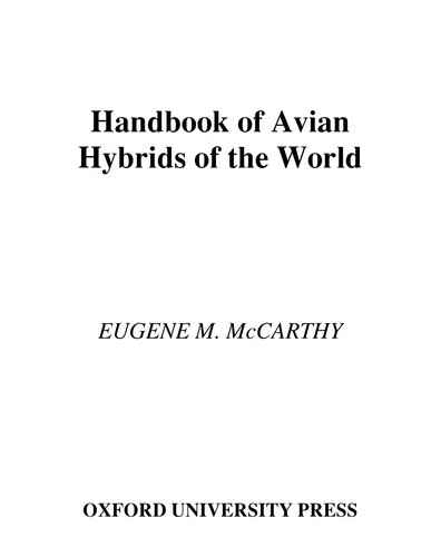 Cover for Handbook of avian hybrids of the world
