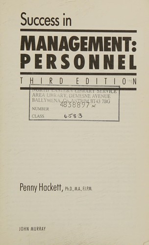 Cover for Success in Management (Success Studybooks)