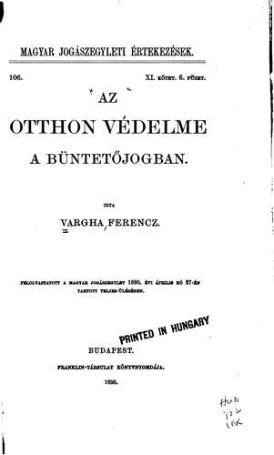 Cover for Az otthon védelme a büntetőjogban