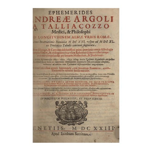 Cover for Ephemerides Andreæ Argoli ...