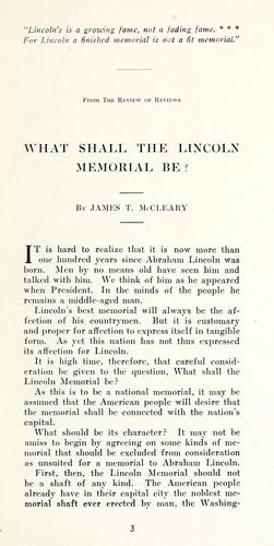 Cover for What shall the Lincoln memorial be?