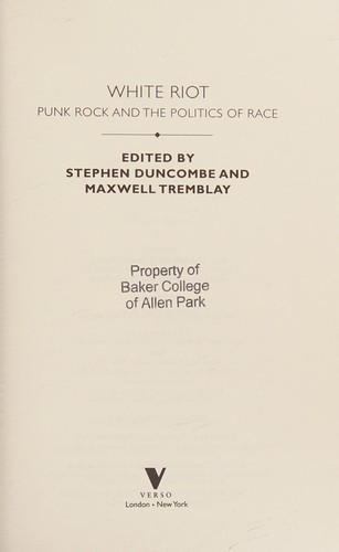 Cover for White riot