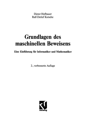 Cover for Grundlagen des maschinellen Beweisens