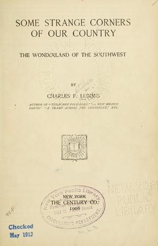 Cover for Some strange corners of our country
