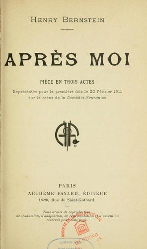 Cover for Après moi