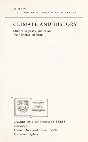 Cover for Climate and history : studies in past climates and their impact on man