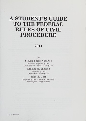 Cover for A student's guide to the federal rules of civil procedure