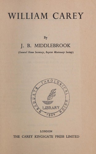 Cover for William Carey