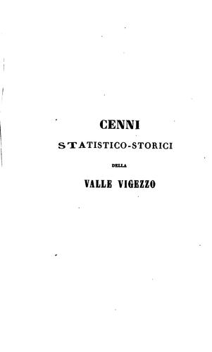 Cover for Cenni statistico-storici della Valle Vigezzo