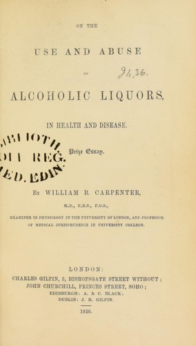 Cover for On the use and abuse of alcoholic liquors
