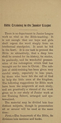 Cover for Bible training in the Junior League