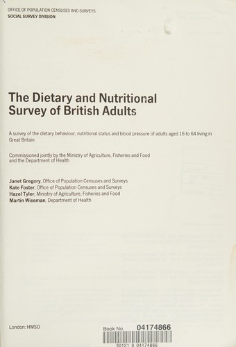 Cover for Dietary and Nutritional Survey of British Adults