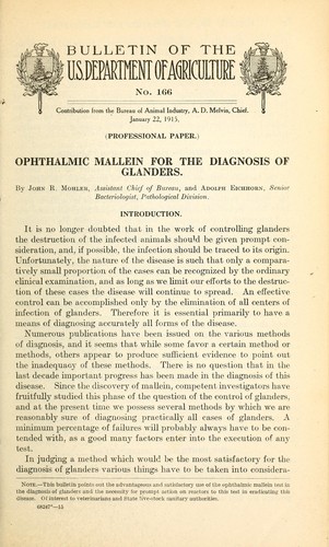 Cover for Ophthalmic mallein for the diagnosis of glanders.