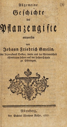Cover for Allgemeine Geschichte der Pflanzengifte