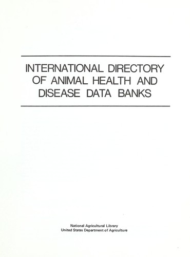 Cover for International directory of animal health and disease data banks. --