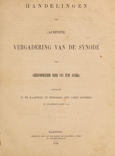 Cover for Handelingen der (achtste) vergaderingen van de Synode der Gereformeerde Kerk van Zuid Afrika