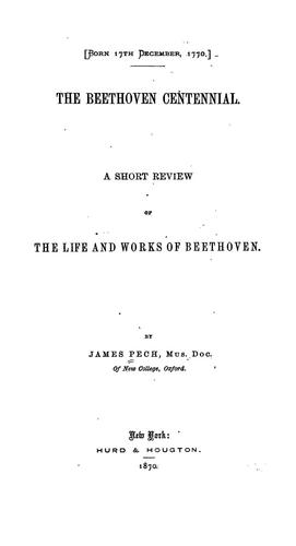 Cover for The Beethoven centennial